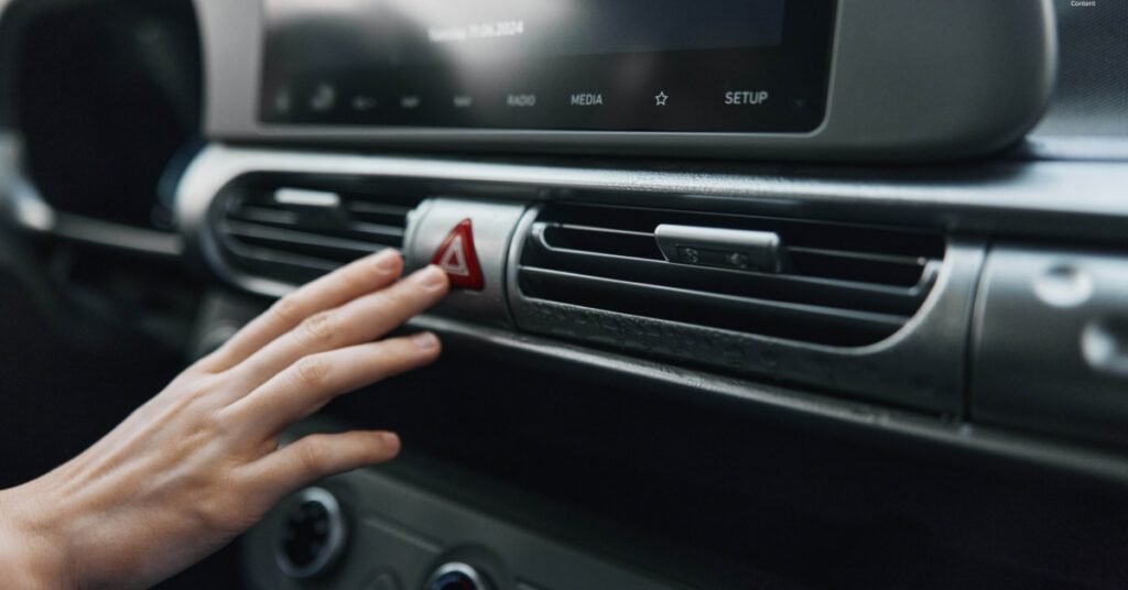 woman is checking car features
