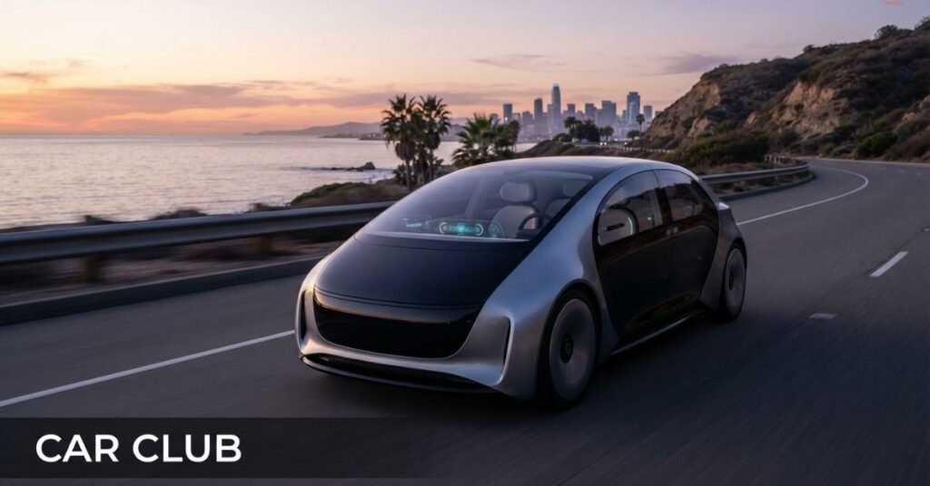 There is car on the road of California